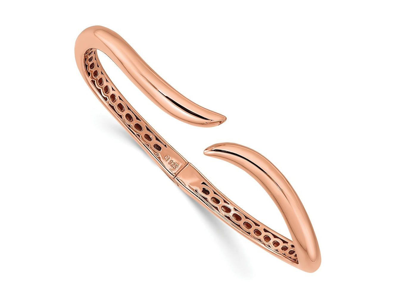 FJC Finejewelers 925 Sterling Silver Rose-tone Polished Wavy Hinged Bangle