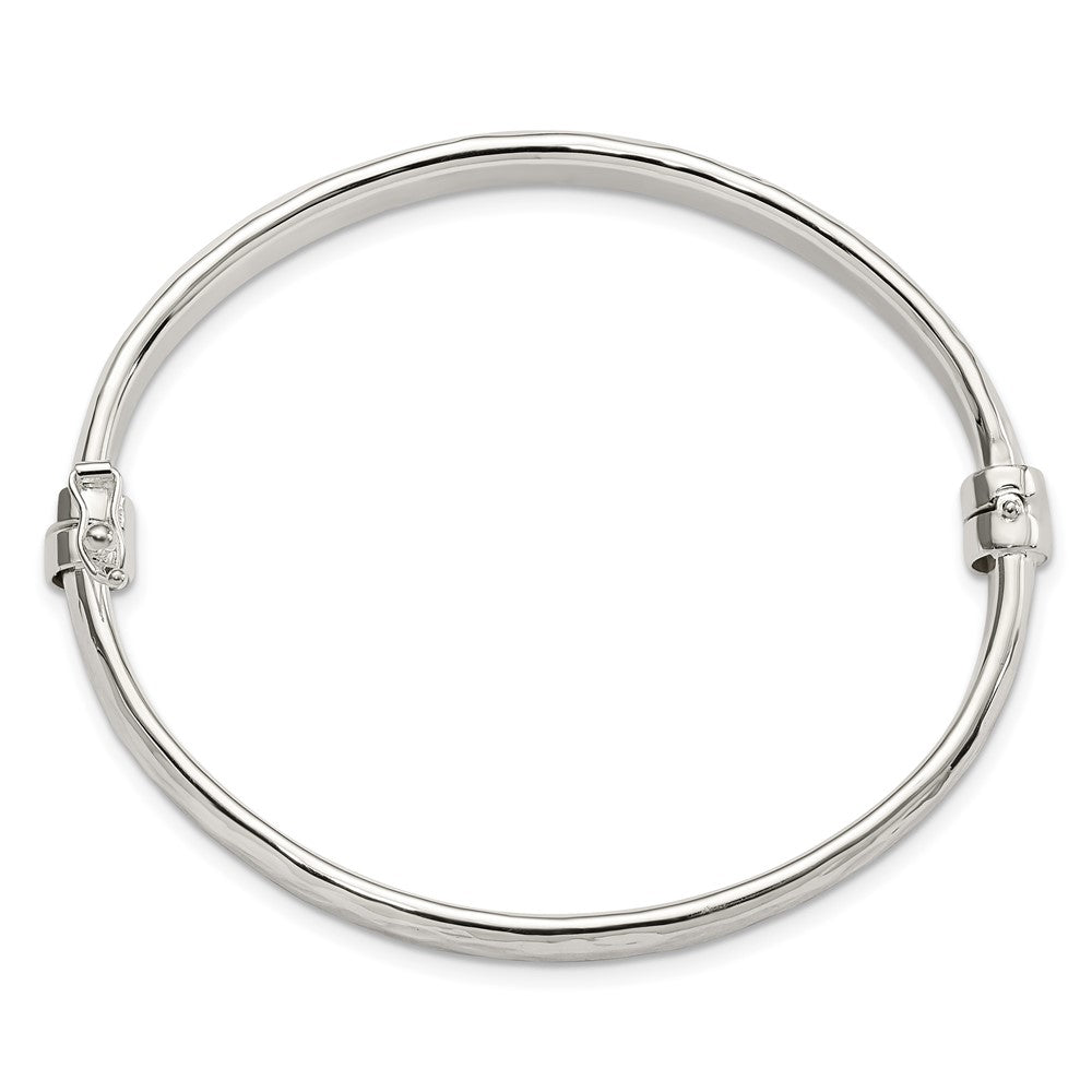 FJC Finejewelers 925 Sterling Silver Polished Textured Hinged Bangle 5.45 mm