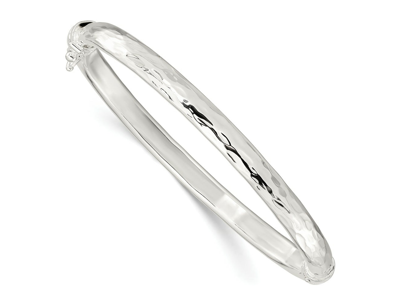 FJC Finejewelers 925 Sterling Silver Polished Textured Hinged Bangle 5.45 mm