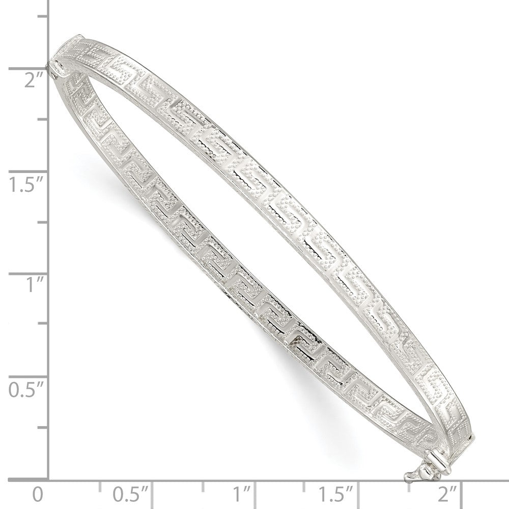 FJC Finejewelers 925 Sterling Silver Polished Greek Key Design Hinged Bangle 3.9 mm