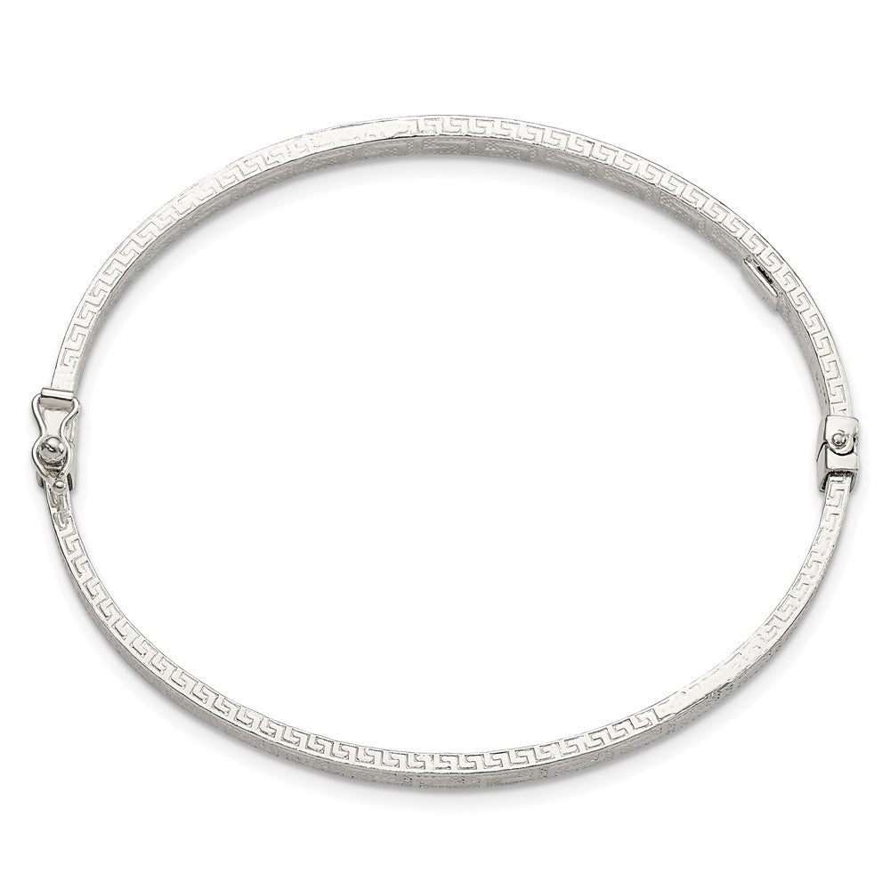 FJC Finejewelers 925 Sterling Silver Polished Greek Key Design Hinged Bangle 3.9 mm