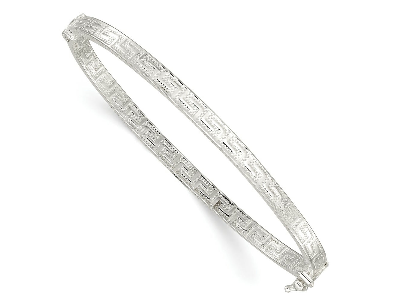 FJC Finejewelers 925 Sterling Silver Polished Greek Key Design Hinged Bangle 3.9 mm