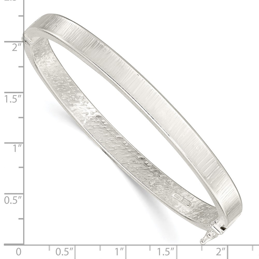 FJC Finejewelers 925 Sterling Silver Polished and Textured Hinged Bangle 6.17 mm
