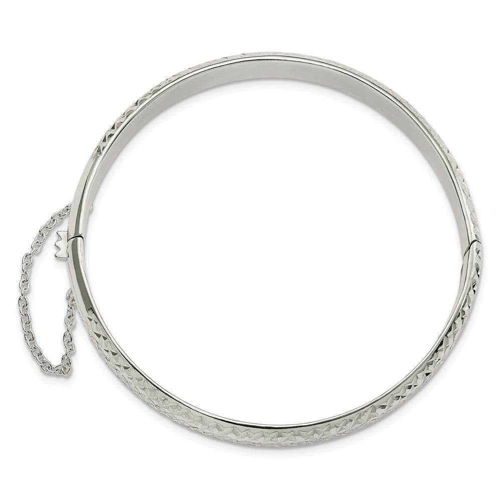 FJC Finejewelers 925 Sterling Silver Rhodium Plated Polished and Bright Cut 7.00mm Hinged Bangle 7 mm