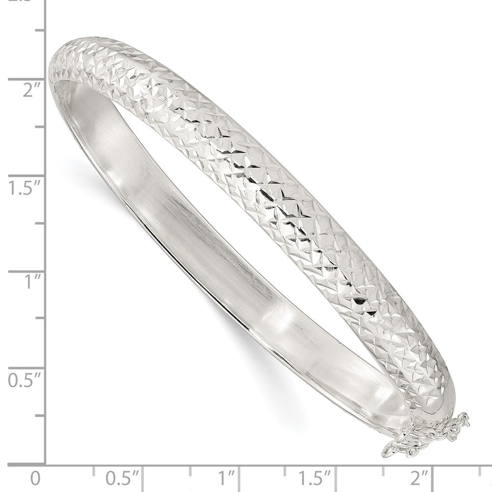 FJC Finejewelers 925 Sterling Silver Rhodium Plated Polished and Bright Cut 7.00mm Hinged Bangle 7 mm