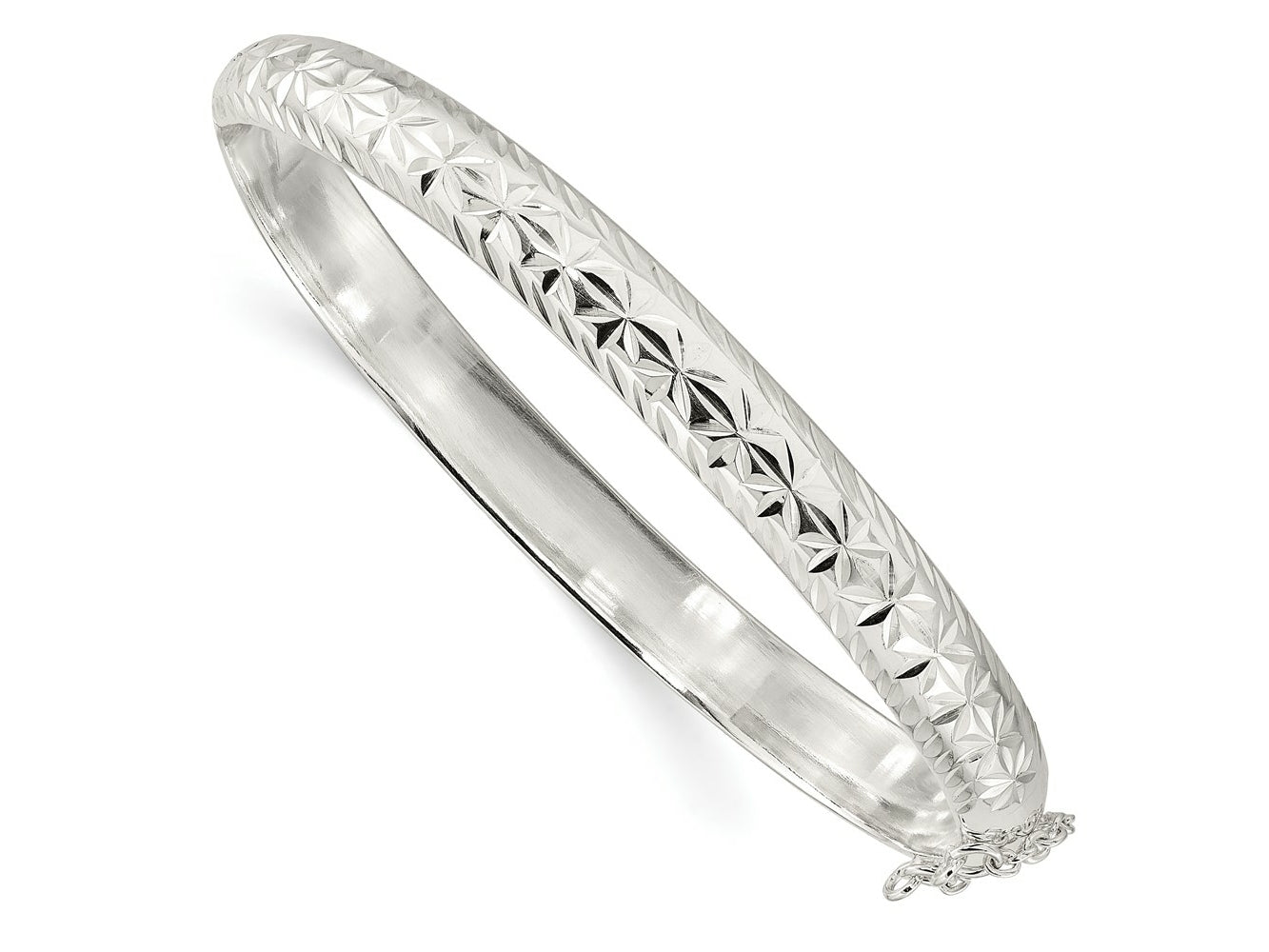 FJC Finejewelers 925 Sterling Silver Polished and Bright Cut Hinged Bangle 7.25 mm
