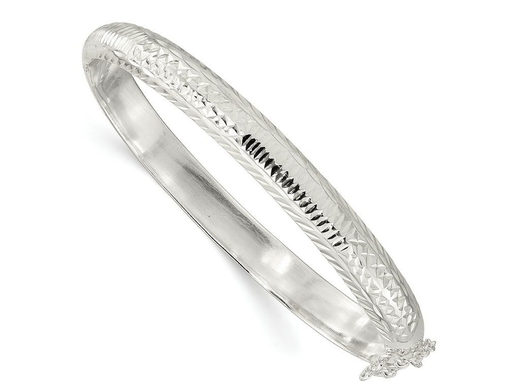 FJC Finejewelers 925 Sterling Silver Polished and Bright Cut Hinged Bangle 7.25 mm
