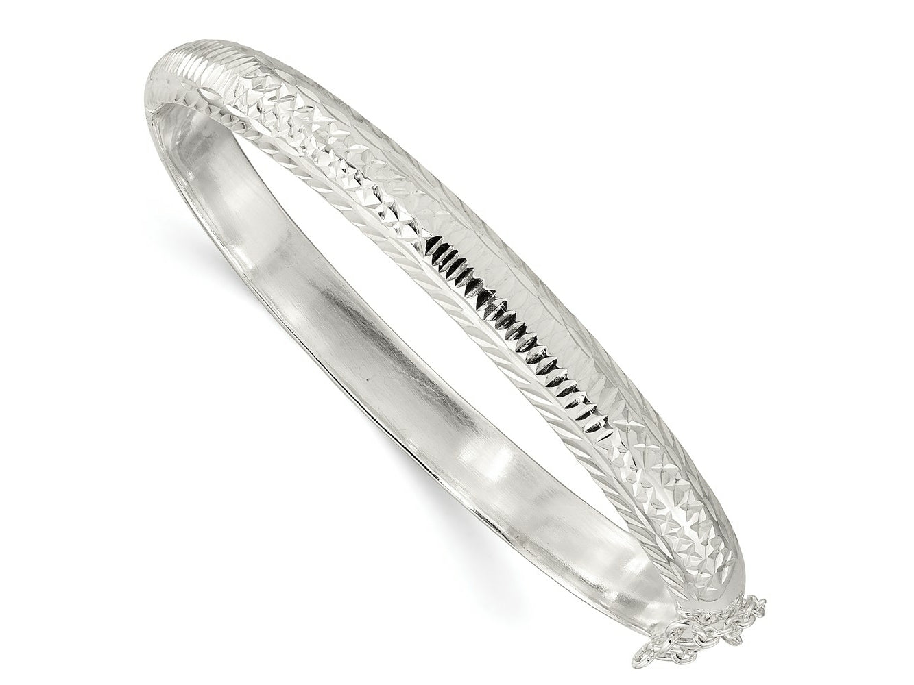FJC Finejewelers 925 Sterling Silver Polished and Bright Cut Hinged Bangle 7.25 mm