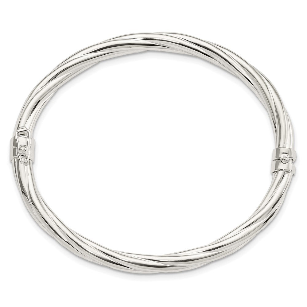 FJC Finejewelers 925 Sterling Silver Polished Twisted Hinged Bangle 4.75 mm