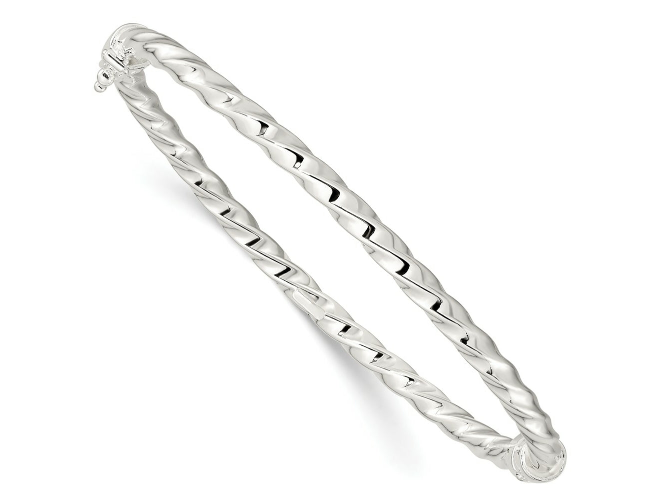 FJC Finejewelers 925 Sterling Silver Polished Twisted Hinged Bangle 4 mm