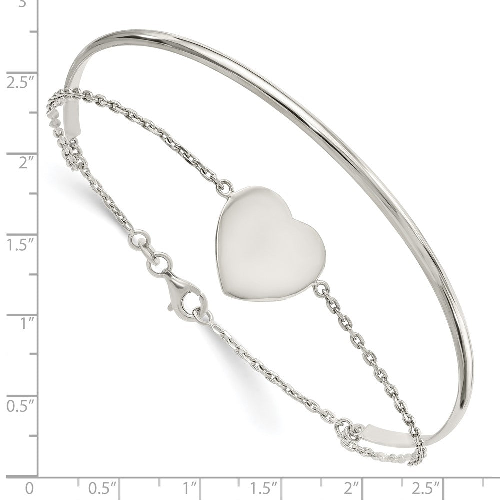 FJC Finejewelers 925 Sterling Silver Polished Heart Bracelet/Bangle 15.7 mm