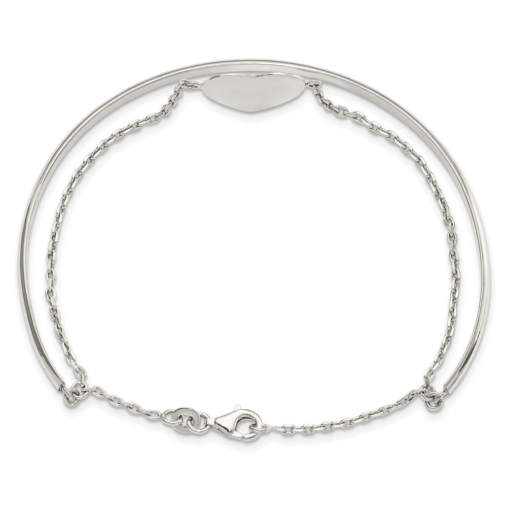 FJC Finejewelers 925 Sterling Silver Polished Heart Bracelet/Bangle 15.7 mm