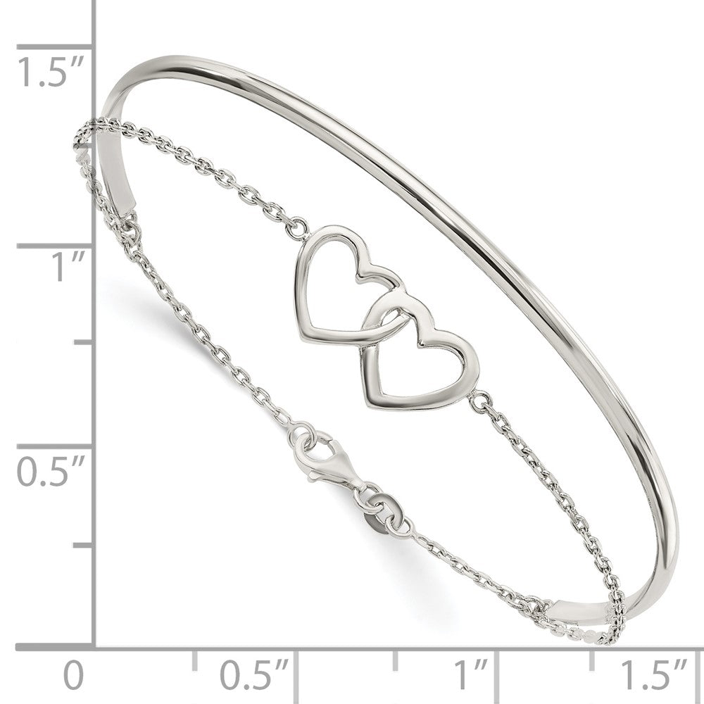 FJC Finejewelers 925 Sterling Silver Polished Double Heart and Bangle 11.5 mm