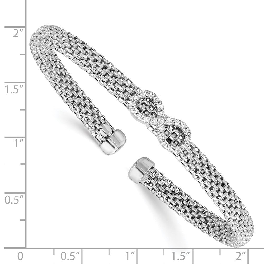 FJC Finejewelers 925 Sterling Silver Rhodium Plated Polished CZ Infinity Flexible Cuff Bangle 6.7 mm