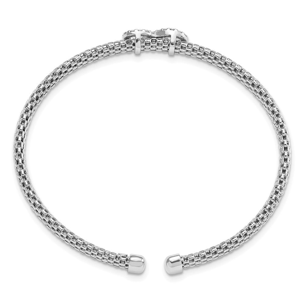 FJC Finejewelers 925 Sterling Silver Rhodium Plated Polished CZ Infinity Flexible Cuff Bangle 6.7 mm
