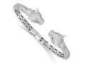 FJC Finejewelers 925 Sterling Silver Rhodium Plated Polished CZ Lioness Hinged Cuff Bangle 12.8 mm