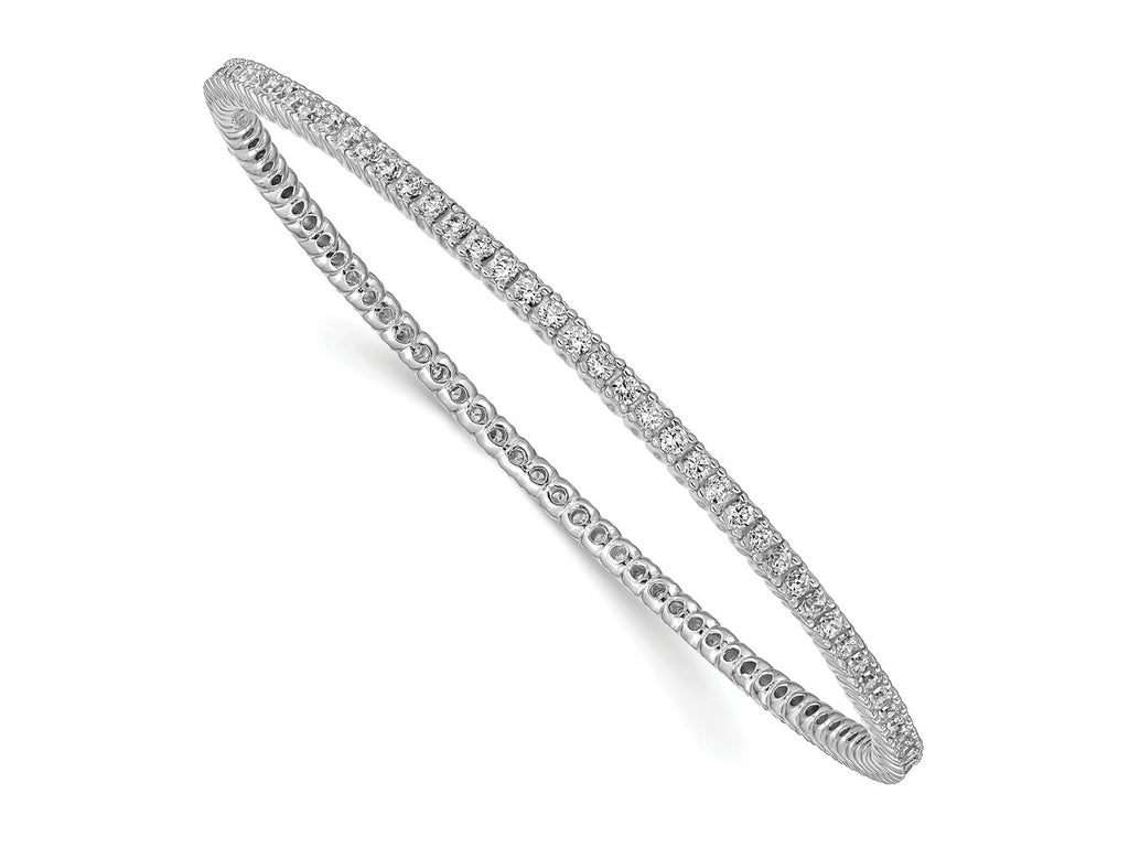 FJC Finejewelers 925 Sterling Silver Rhodium Plated 93 Stone CZ Bangle 2 mm