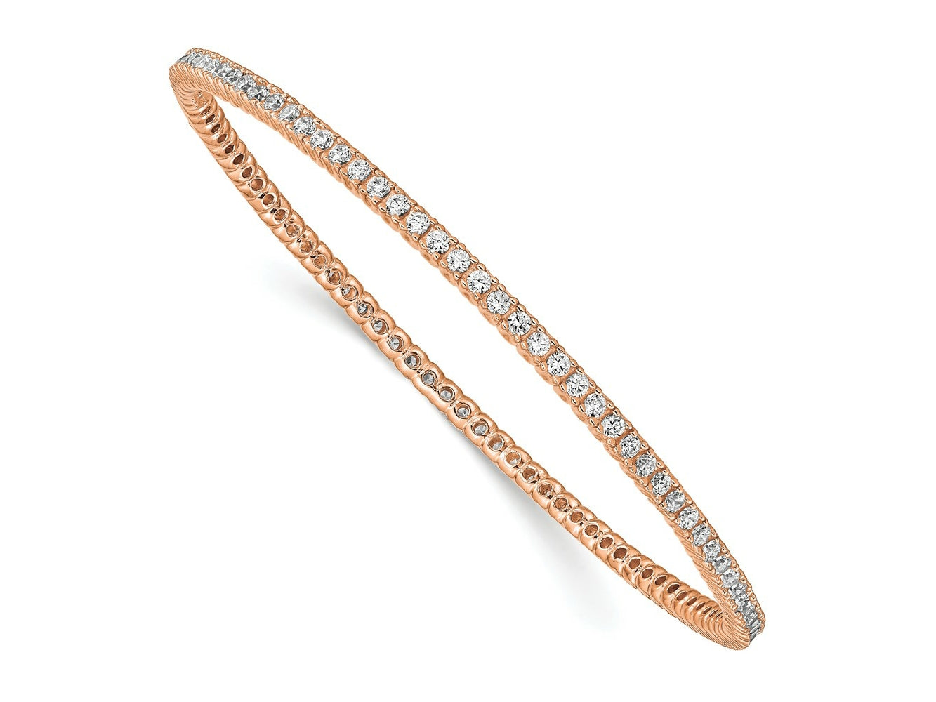 FJC Finejewelers 925 Sterling Silver Rose-tone 93 Stone CZ Bangle 2 mm