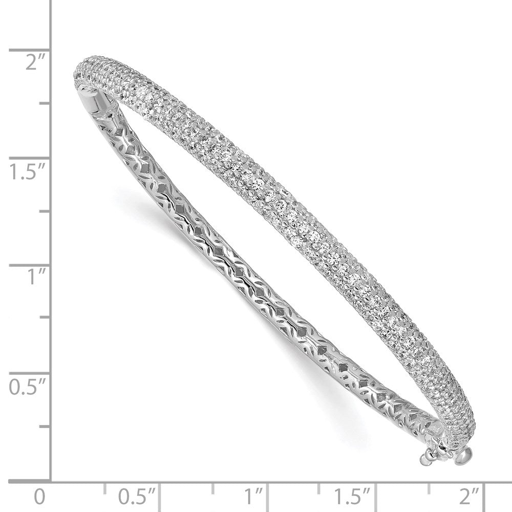 FJC Finejewelers 925 Sterling Silver Pavé Rhodium Plated 175 Stone CZ Hinged Bangle 4 mm