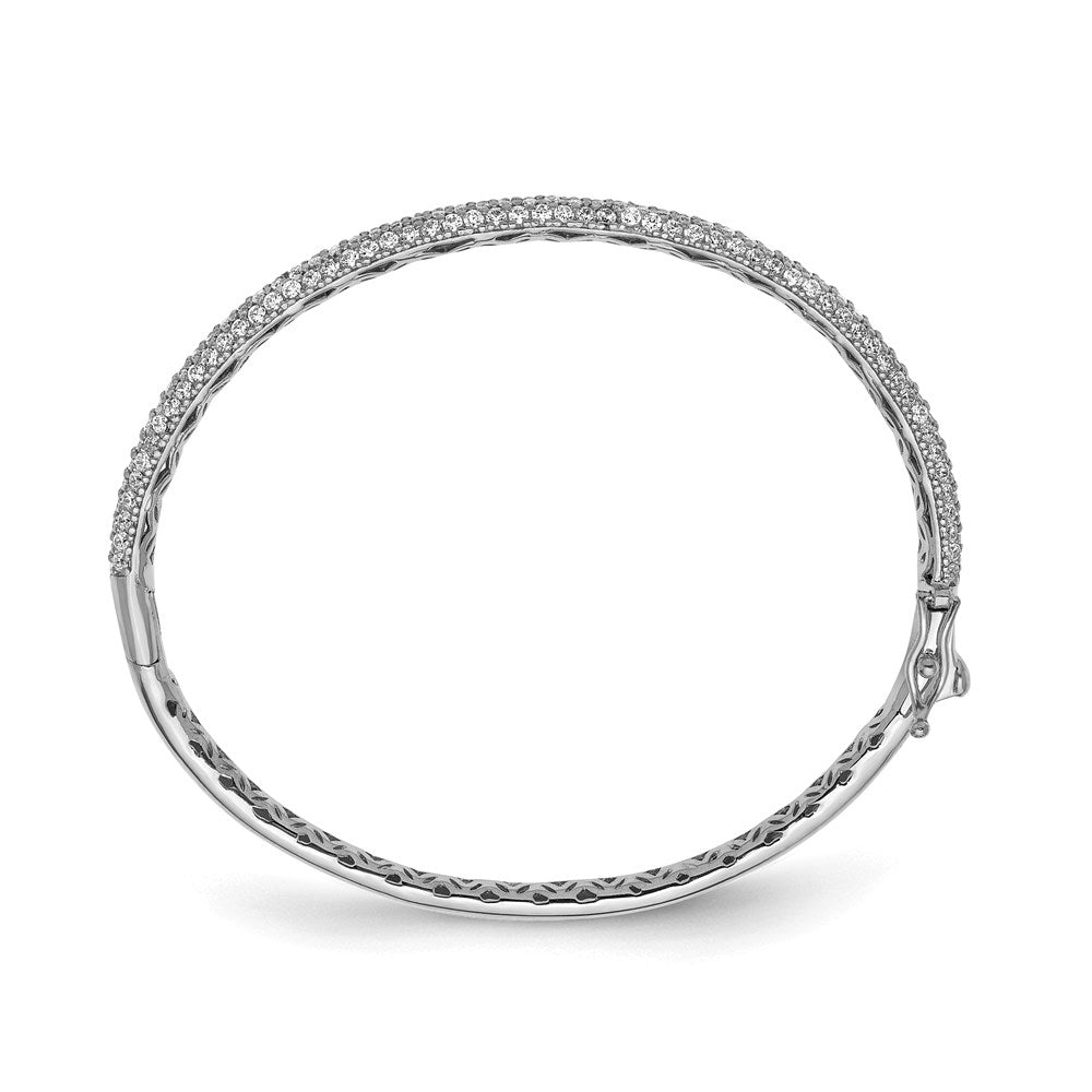 FJC Finejewelers 925 Sterling Silver Pavé Rhodium Plated 175 Stone CZ Hinged Bangle 4 mm