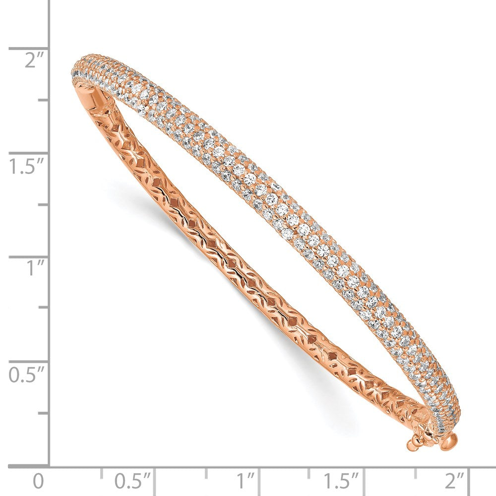 FJC Finejewelers 925 Sterling Silver Pavé Rose-tone 175 Stone CZ Hinged Bangle 4 mm