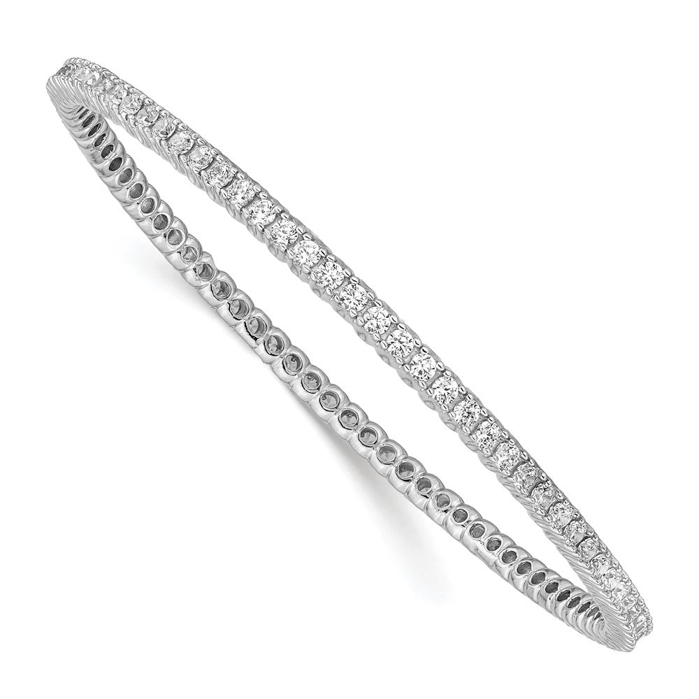 FJC Finejewelers 925 Sterling Silver Rhodium Plated 83 Stone CZ Bangle 2.5 mm