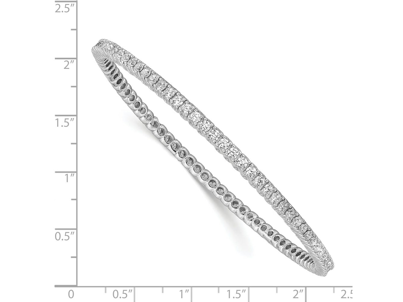 FJC Finejewelers 925 Sterling Silver Rhodium Plated 83 Stone CZ Bangle 2.5 mm