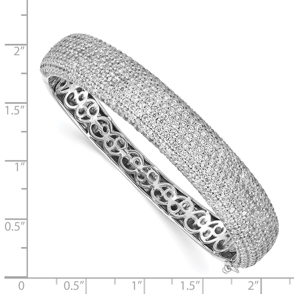 FJC Finejewelers 925 Sterling Silver Pavé Rhodium Plated 568 Stone CZ Hinged Bangle 11 mm