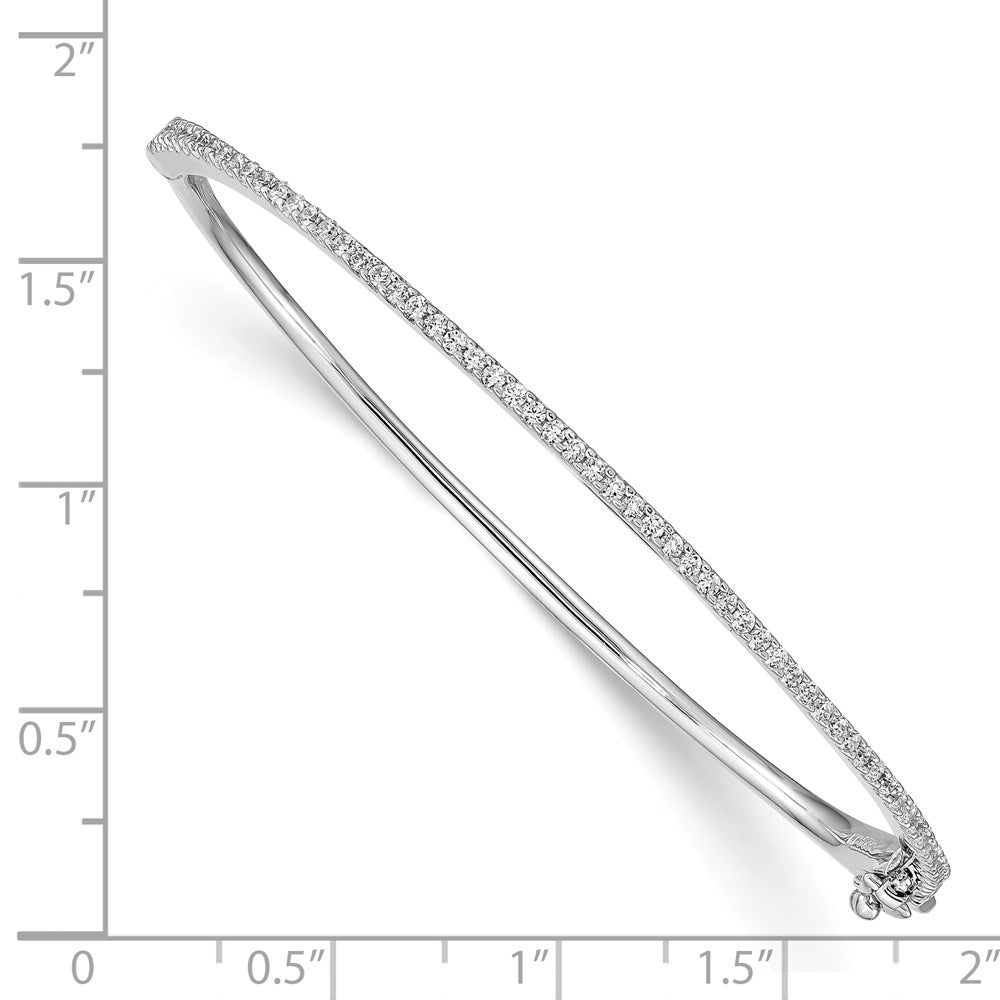 FJC Finejewelers 925 Sterling Silver CZ Bracelet Rhodium Plated CZ Hinged Bangle Bracelet 1.3 mm