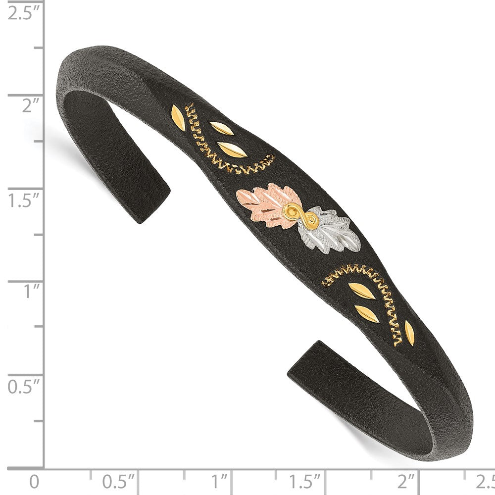 FJC Finejewelers 925 Sterling Silver Cuff Base Metal and Tri-color Black Hills Black Powder Coated Bangle 9 mm