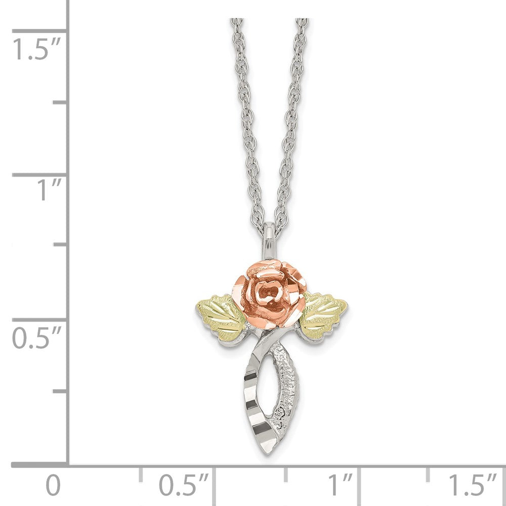 FJC Finejewelers 925 Sterling Silver Bright Cut  w/12K Accents and SS Chain Black Hills Necklace 18 Inch