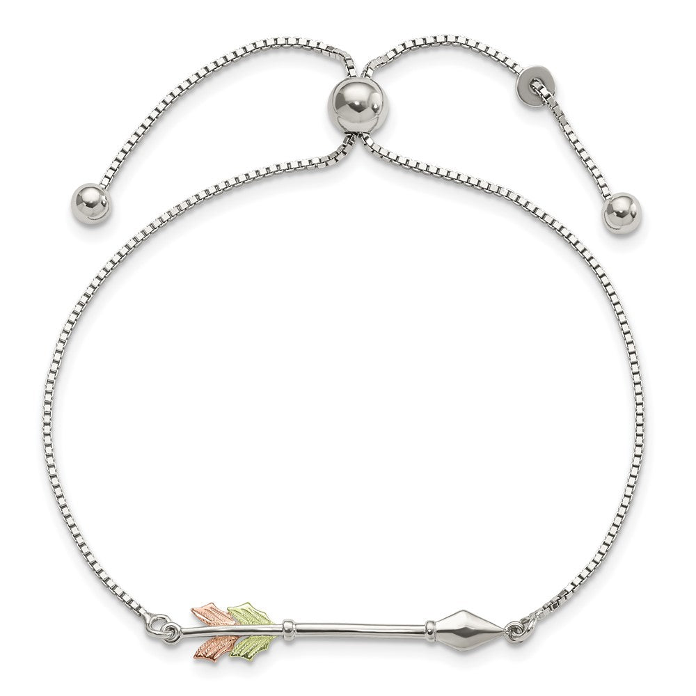 FJC Finejewelers 925 Sterling Silver Box w/12K Accents Black Hills Arrow Adjustable Bracelet 5 mm