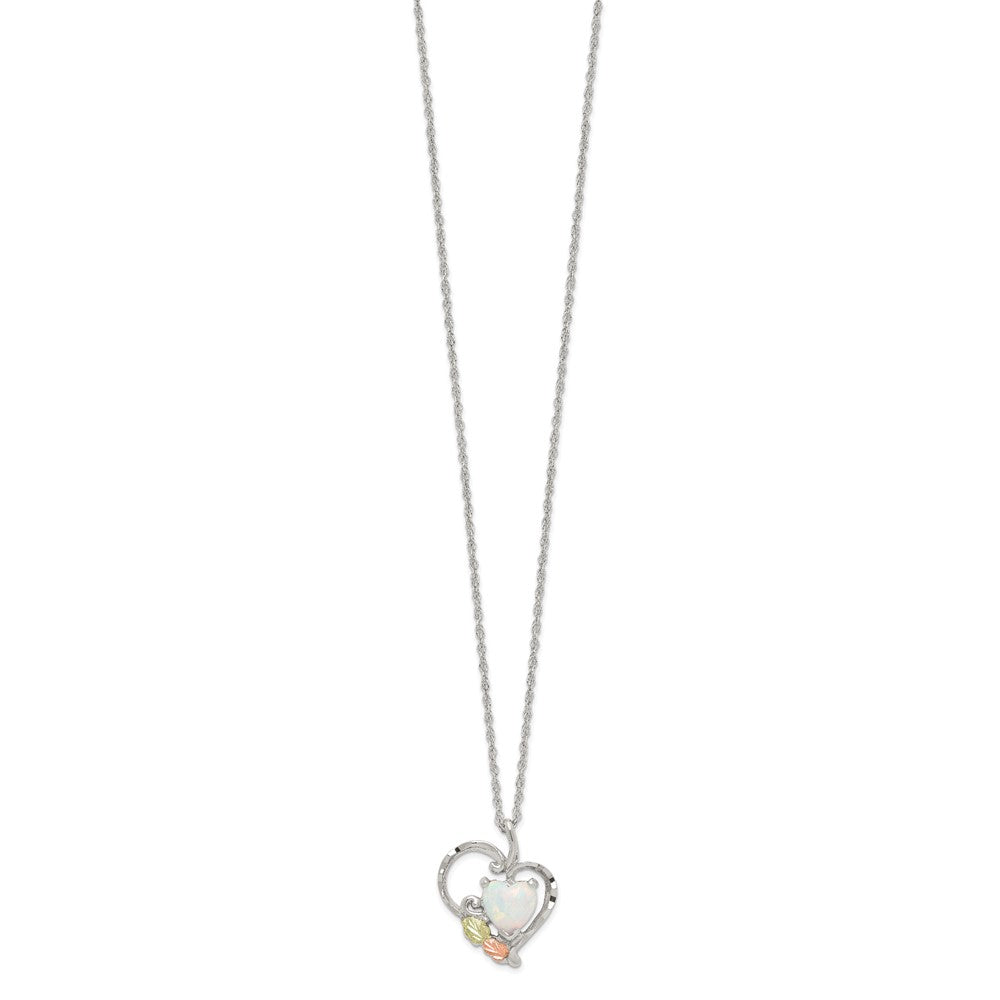 FJC Finejewelers 925 Sterling Silver with 12K Accents Created White Opal Necklace 18 Inches x 26 mm
