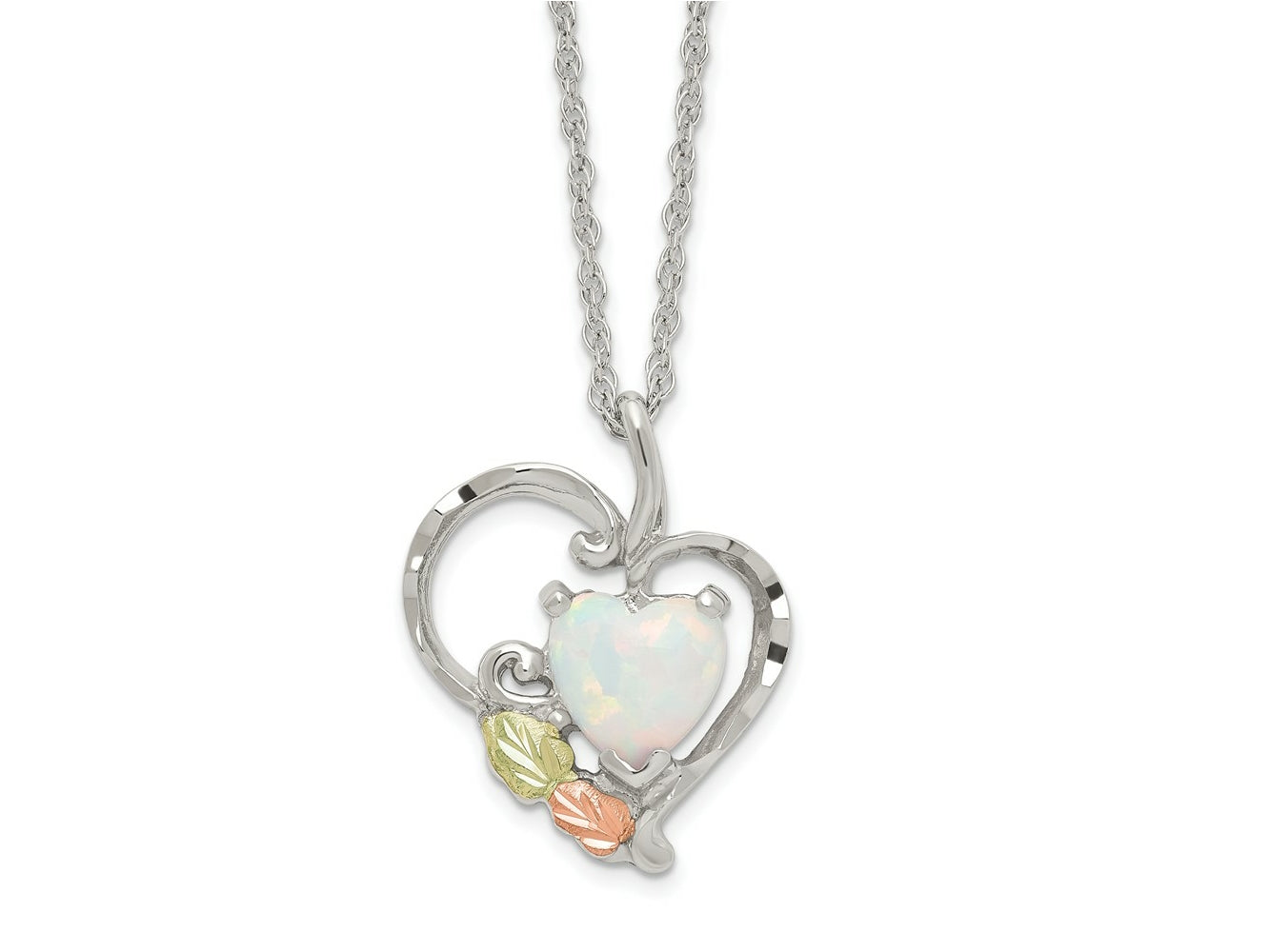 FJC Finejewelers 925 Sterling Silver with 12K Accents Created White Opal Necklace 18 Inches x 26 mm