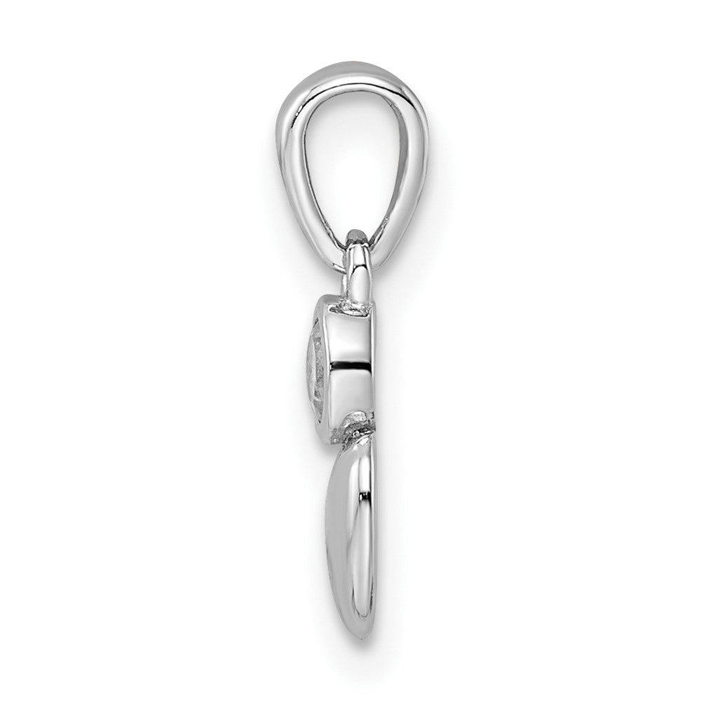 FJC Finejewelers 925 Sterling Silver Birthstone Rhodium Plated Polished White Topaz Heart Charm 17 x 5 mm