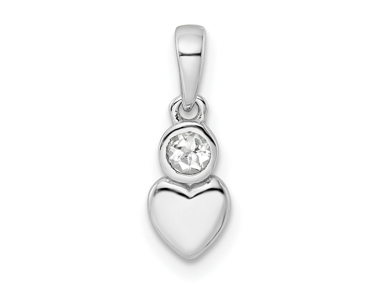 FJC Finejewelers 925 Sterling Silver Birthstone Rhodium Plated Polished White Topaz Heart Charm 17 x 5 mm