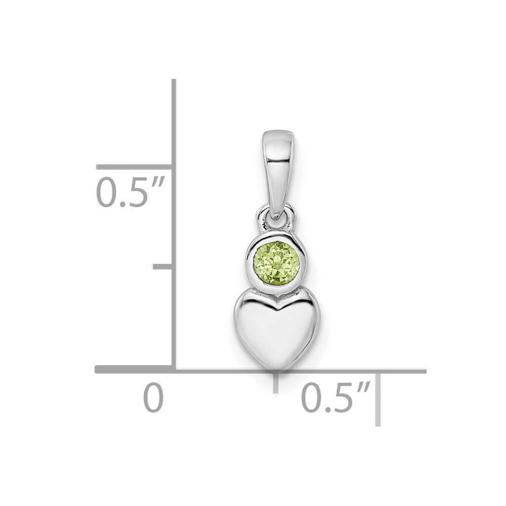 FJC Finejewelers 925 Sterling Silver Birthstone Rhodium Plated Polished Peridot Heart Charm 17 x 5 mm