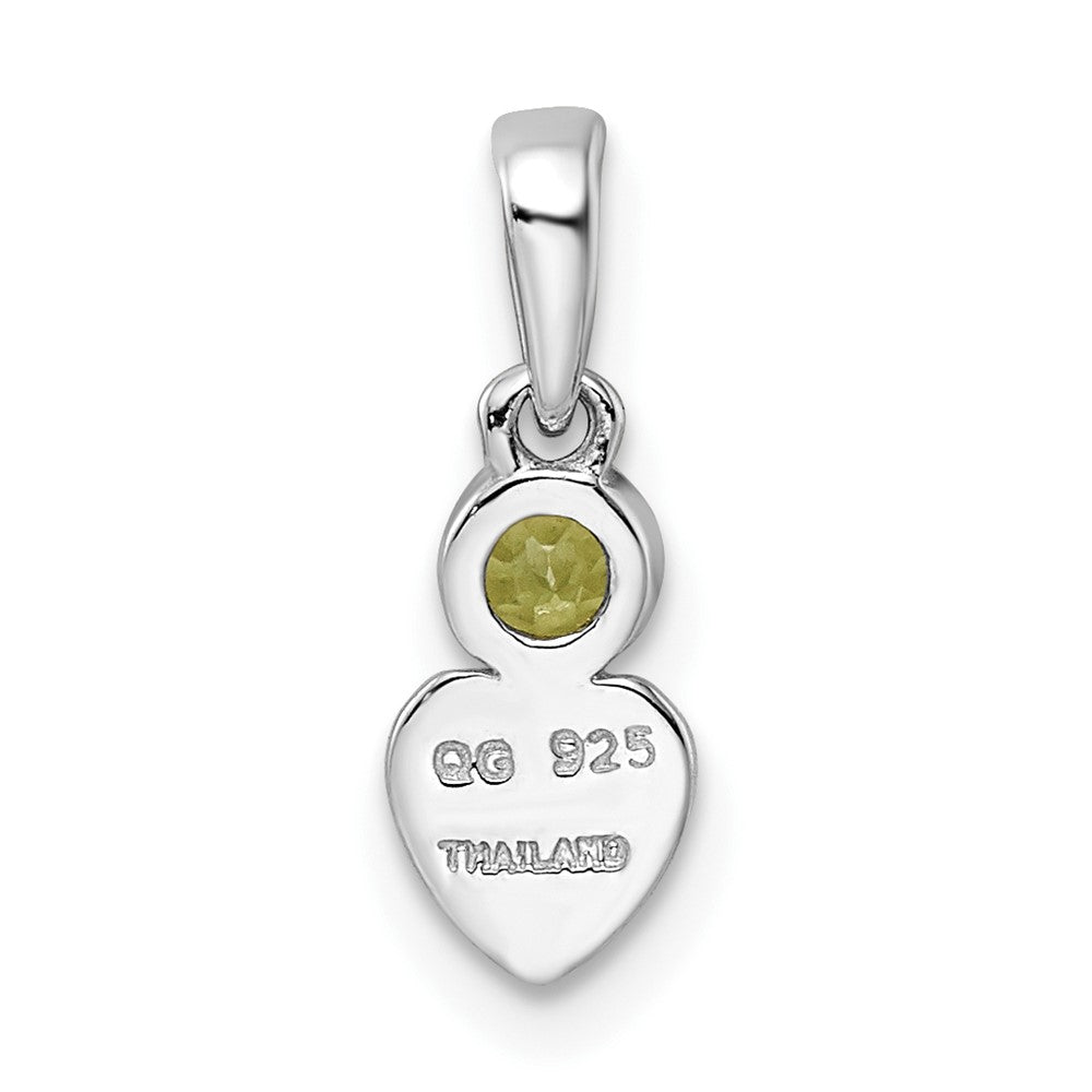 FJC Finejewelers 925 Sterling Silver Birthstone Rhodium Plated Polished Peridot Heart Charm 17 x 5 mm