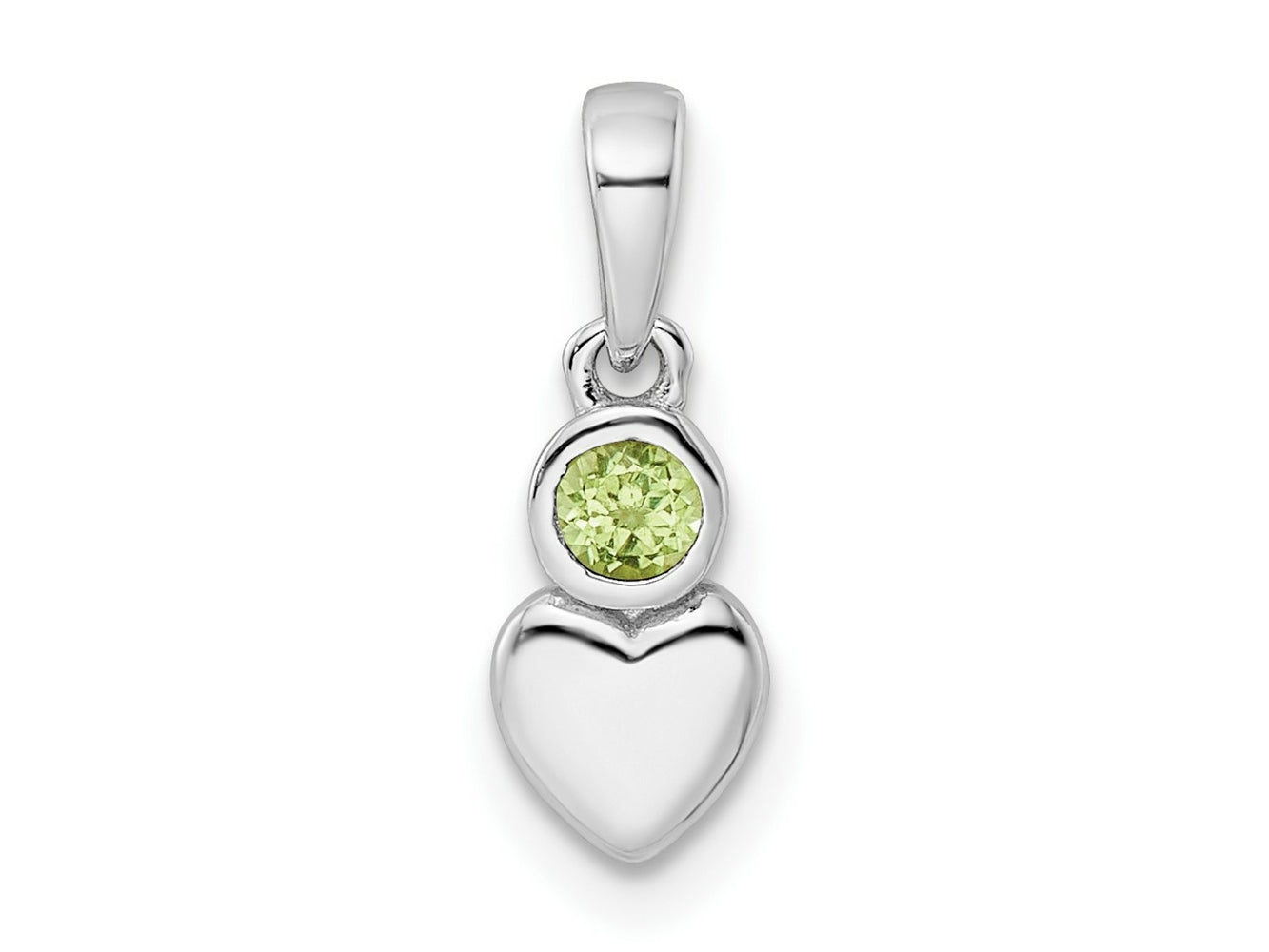 FJC Finejewelers 925 Sterling Silver Birthstone Rhodium Plated Polished Peridot Heart Charm 17 x 5 mm