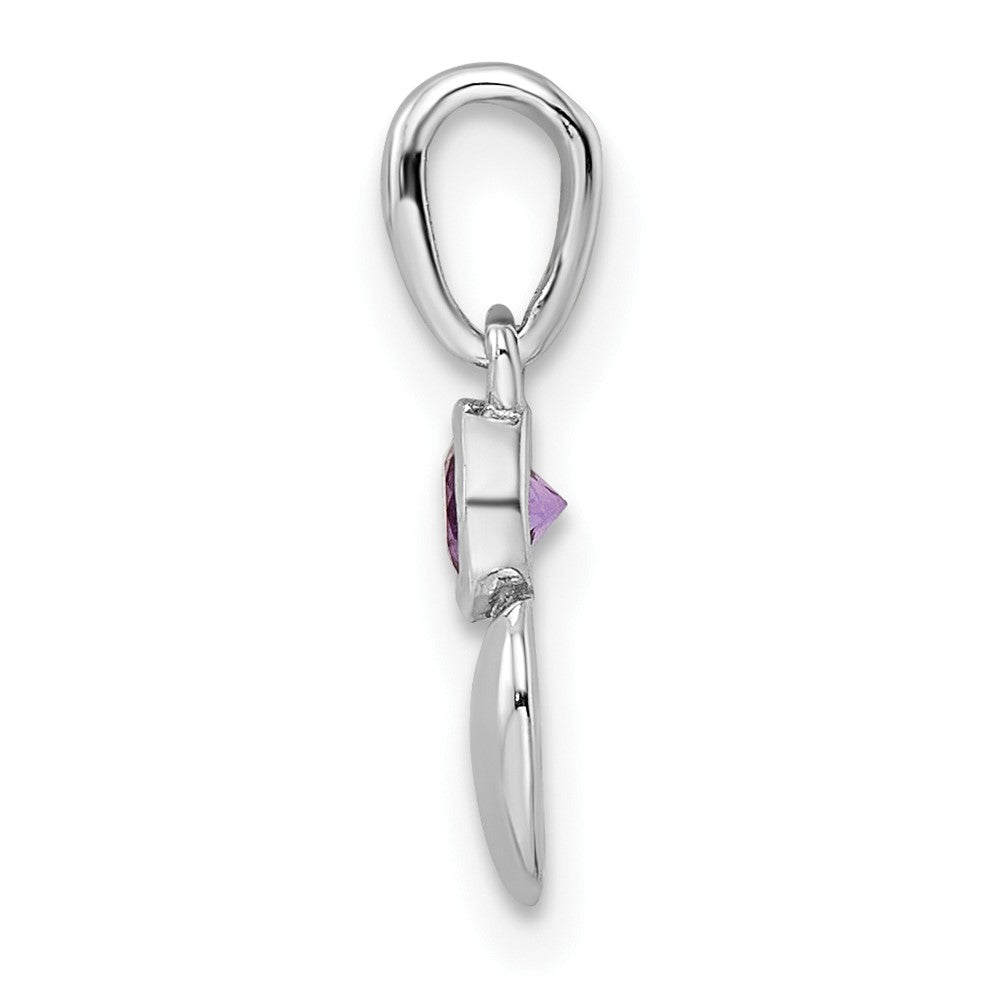 FJC Finejewelers 925 Sterling Silver Birthstone Rhodium Plated Polished Amethyst Heart Charm 17 x 5 mm