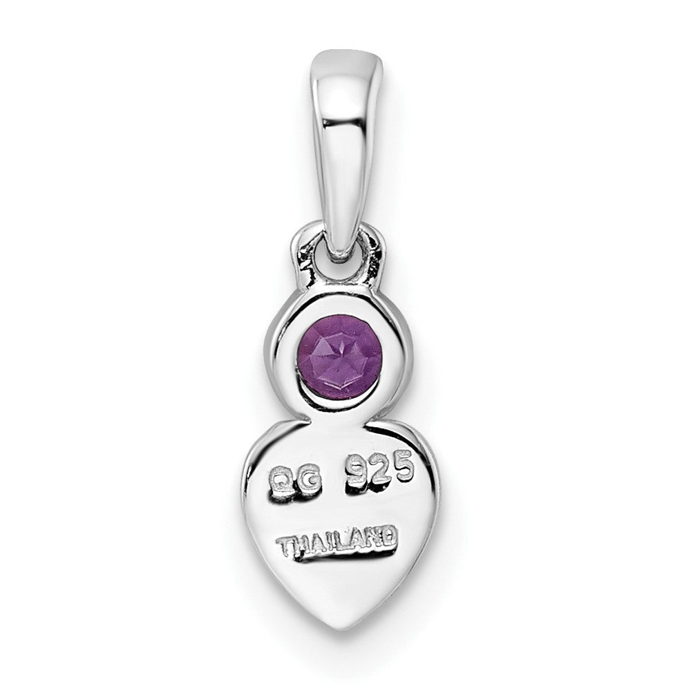FJC Finejewelers 925 Sterling Silver Birthstone Rhodium Plated Polished Amethyst Heart Charm 17 x 5 mm