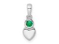 FJC Finejewelers 925 Sterling Silver Birthstone Rhodium Plated Lab Created Emerald Heart Charm 17 x 5 mm