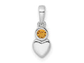 FJC Finejewelers 925 Sterling Silver Birthstone Rhodium Plated Polished Citrine Heart Charm 17 x 5 mm