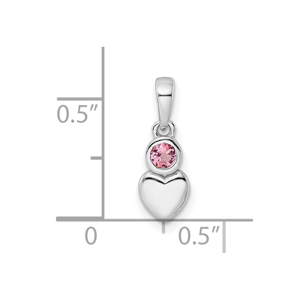 FJC Finejewelers 925 Sterling Silver Birthstone  Polished Pink Tourmaline Heart Charm 17 x 5 mm
