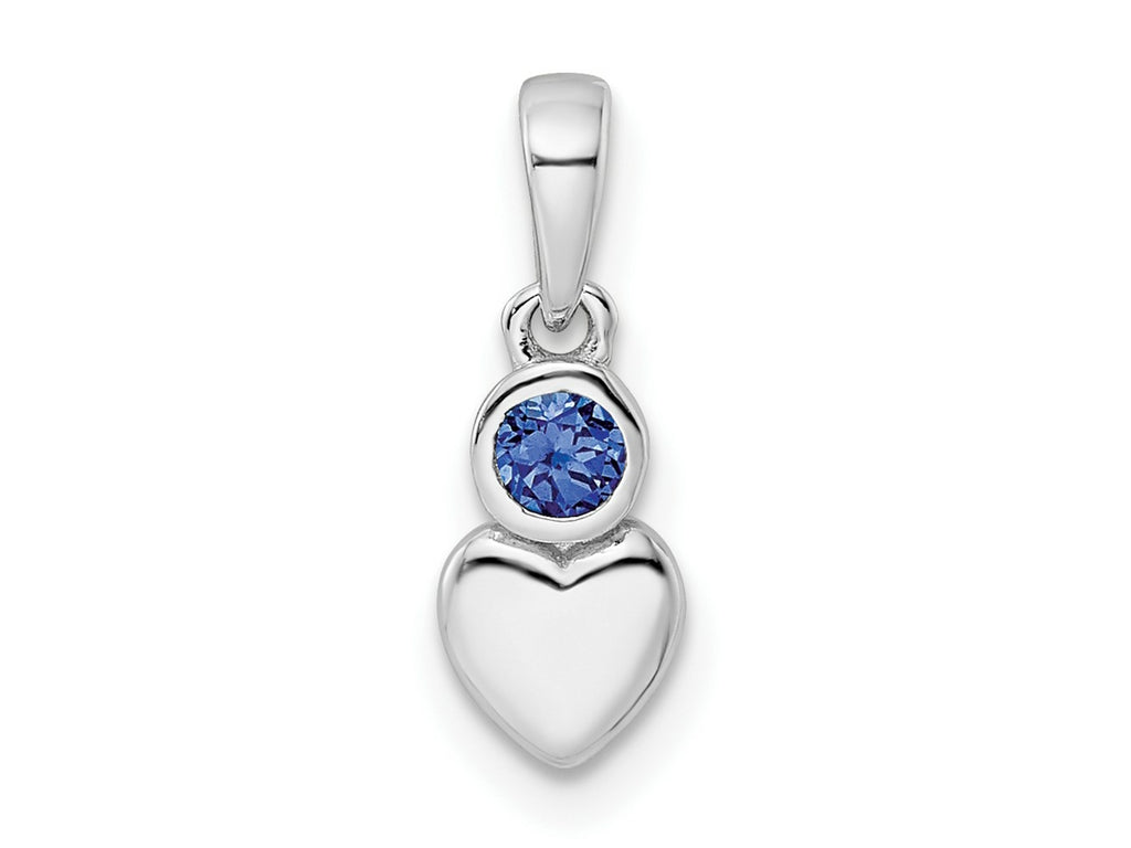 FJC Finejewelers 925 Sterling Silver Birthstone Rhodium Plated Lab Created Sapphire Heart Charm 17 x 5 mm