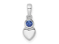 FJC Finejewelers 925 Sterling Silver Birthstone Rhodium Plated Lab Created Sapphire Heart Charm 17 x 5 mm