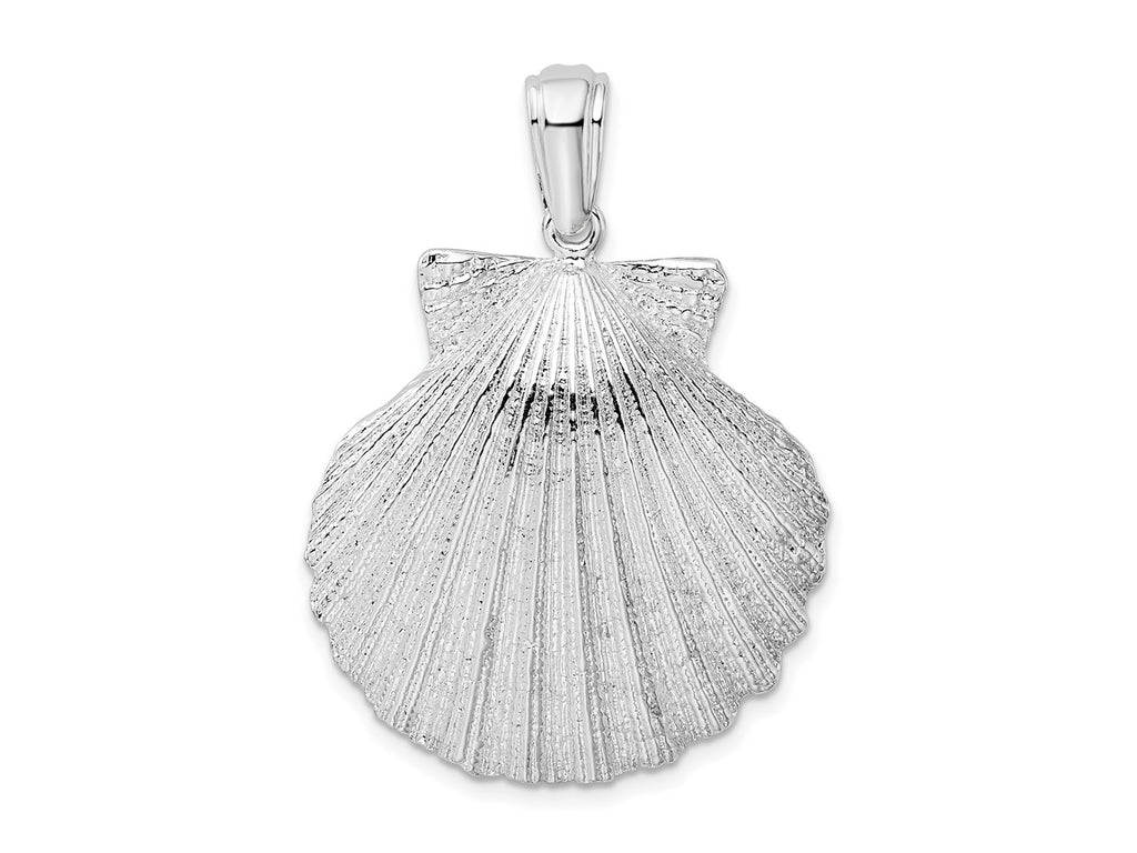 FJC Finejewelers 925 Sterling Silver Rhodium Plated Polished/Textured Shell Charm 38 x 27 mm
