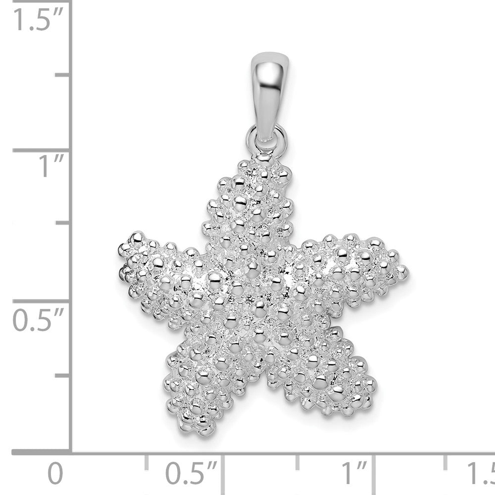 FJC Finejewelers 925 Sterling Silver Rhodium Plated Polished/Textured Starfish Charm 32 x 24 mm