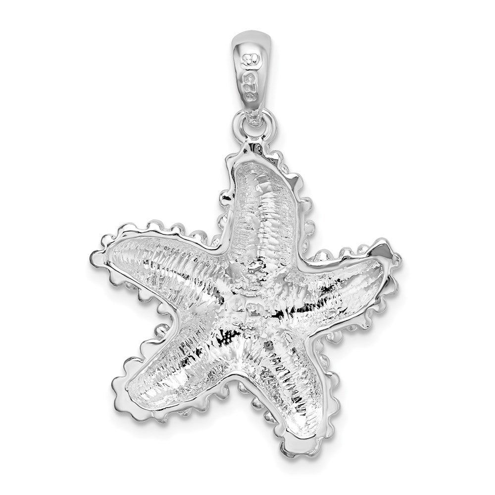 FJC Finejewelers 925 Sterling Silver Rhodium Plated Polished/Textured Starfish Charm 32 x 24 mm