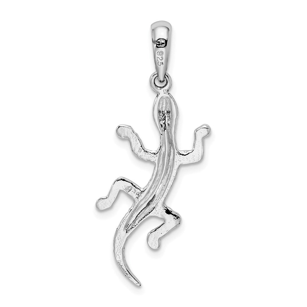 FJC Finejewelers 925 Sterling Silver Rhodium Plated Polished/Textured Gecko Charm 35 x 14 mm